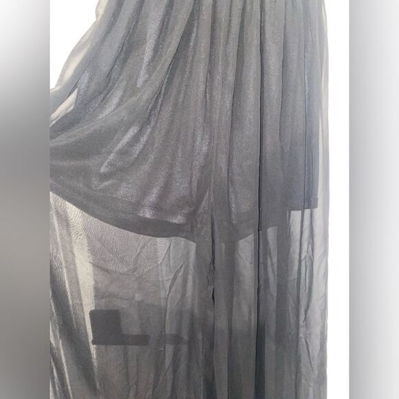 DOUBLE ZERO Sleeveless V-Neck Black Wide Leg Jumpsuit w Gold Toned Accents Small - Picture 6 of 13